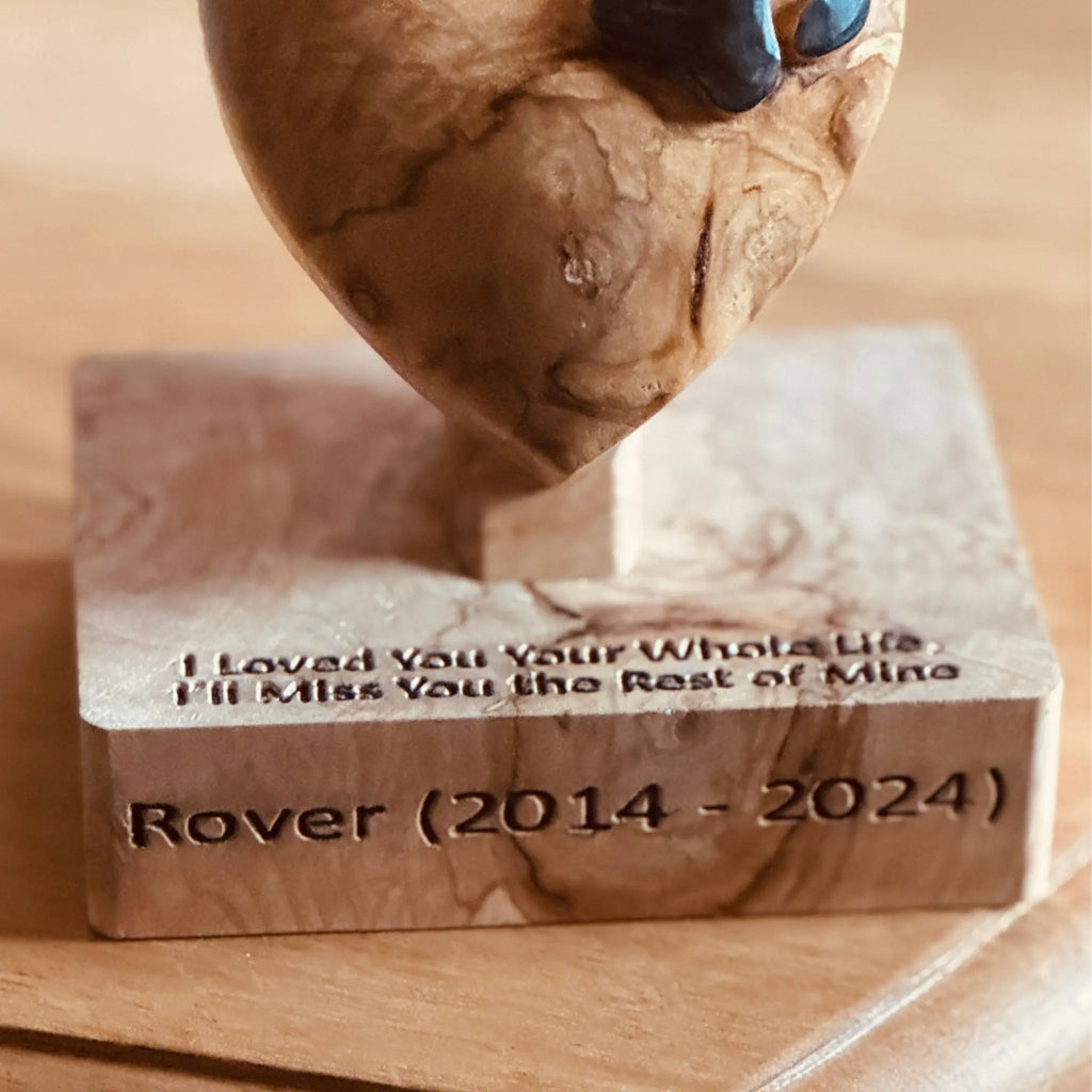 Handcrafted Wooden Heart and Pawprint Memorial