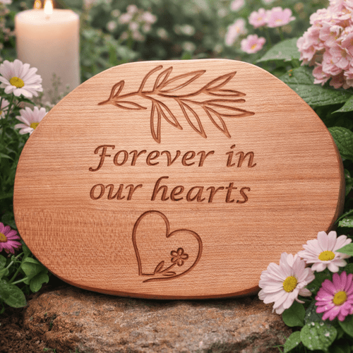 Forever in Our Hearts – Garden Memorial Plaque (Ready to Ship) - Natural Memorials