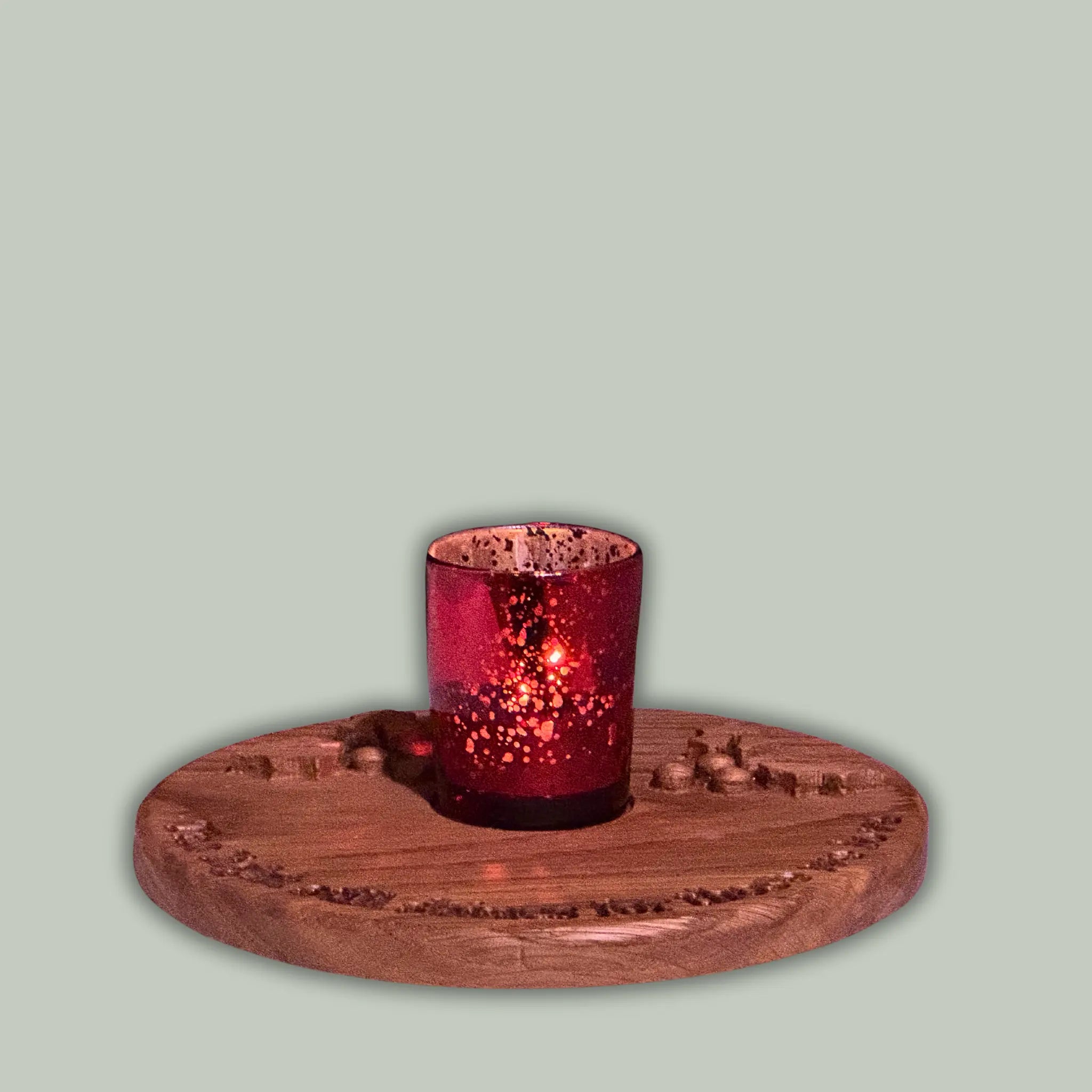 Wooden Christmas Centrepiece with Red Candle Holder – Memorial Gift