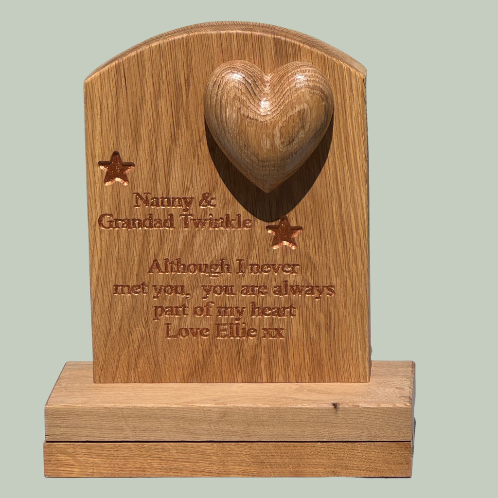 Wooden Memorial with Heart - Indoor Keepsake Box