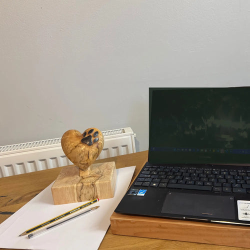 Handcrafted Wooden Heart and Pawprint Memorial - Natural Memorials