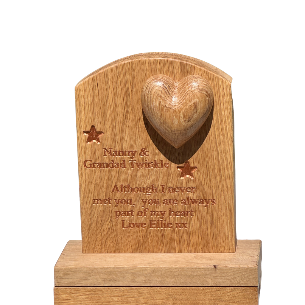 Wooden Memorial with Heart - Indoor Keepsake Box