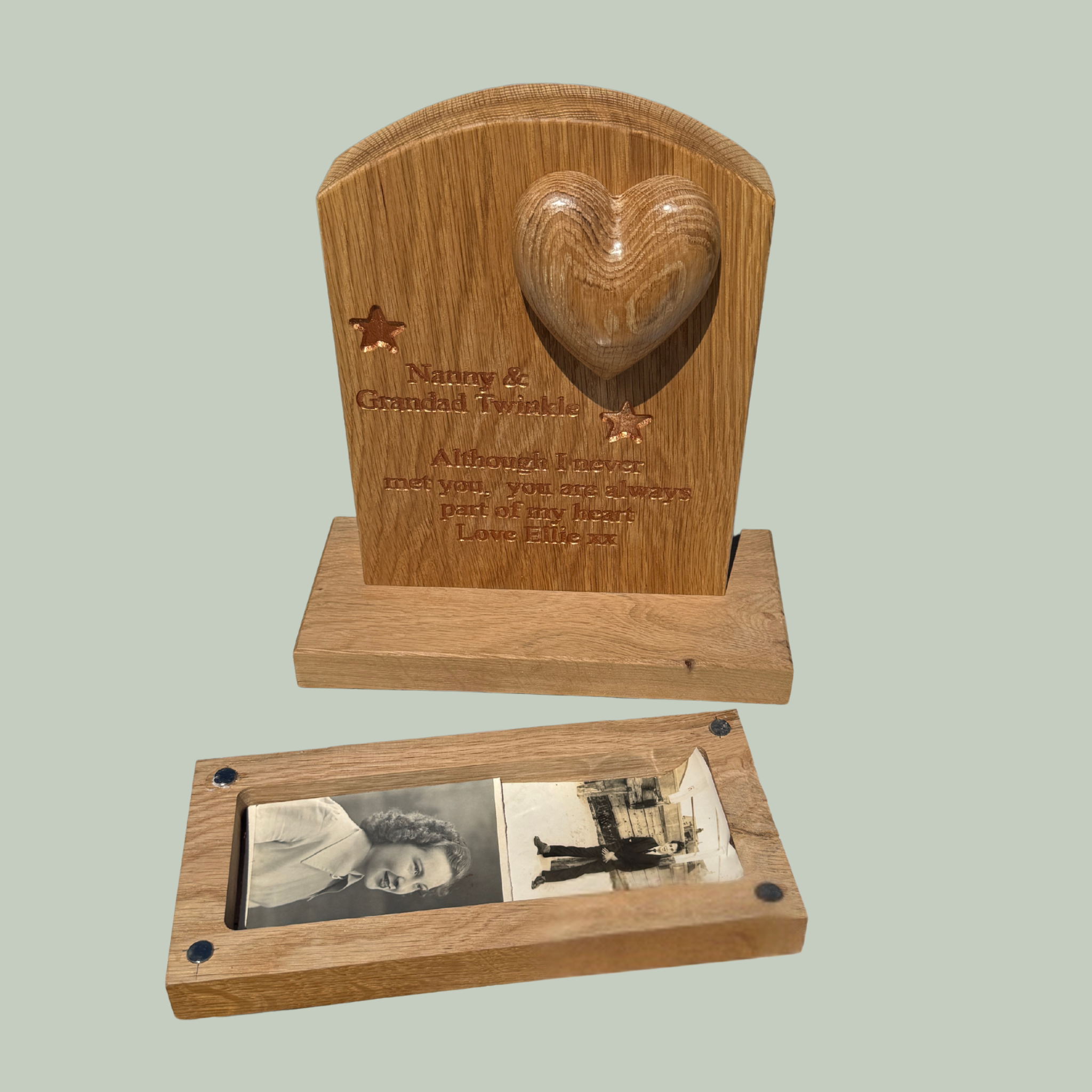 Wooden Memorial with Heart - Indoor Keepsake Box