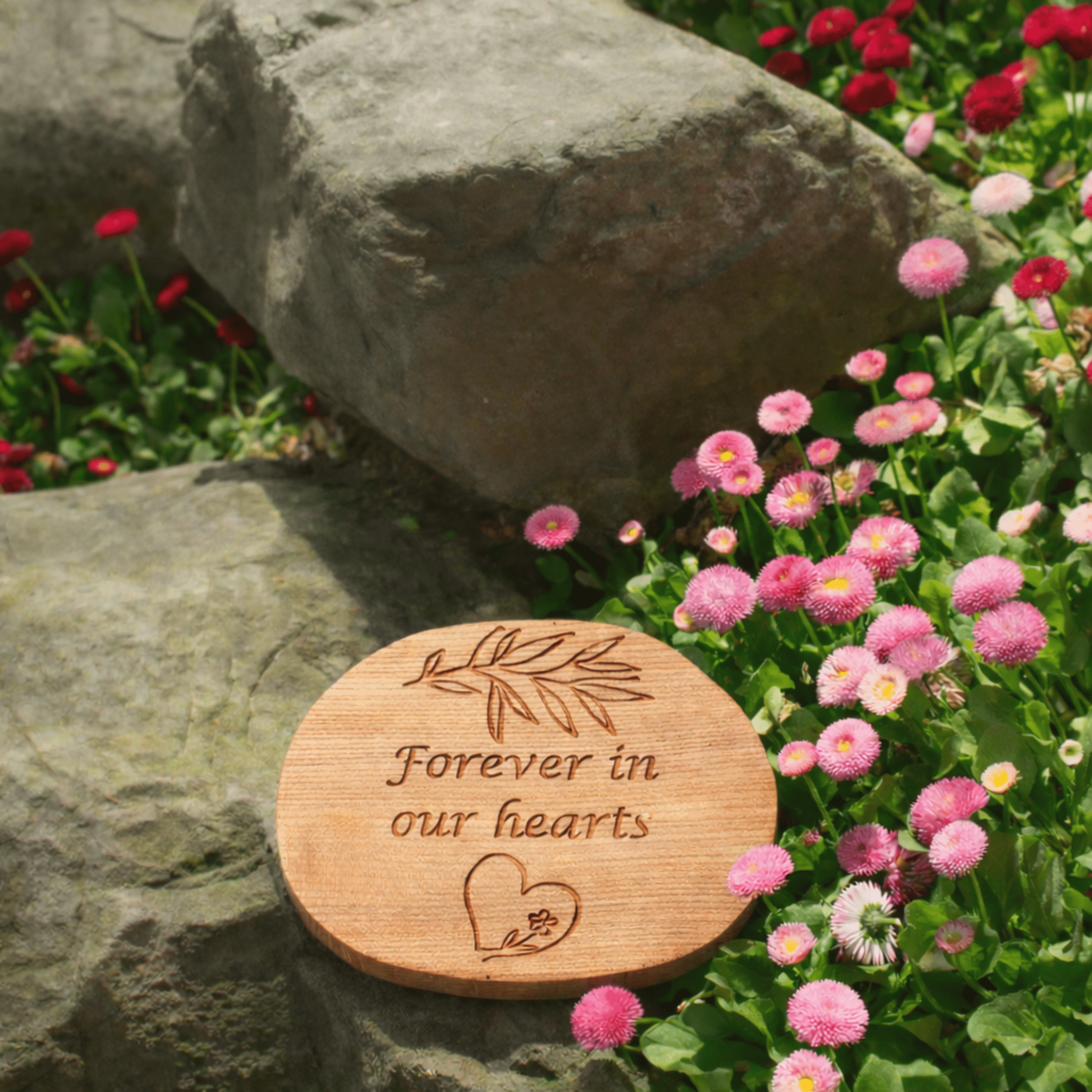 Forever in Our Hearts – Garden Memorial Plaque (Ready to Ship) - Natural Memorials