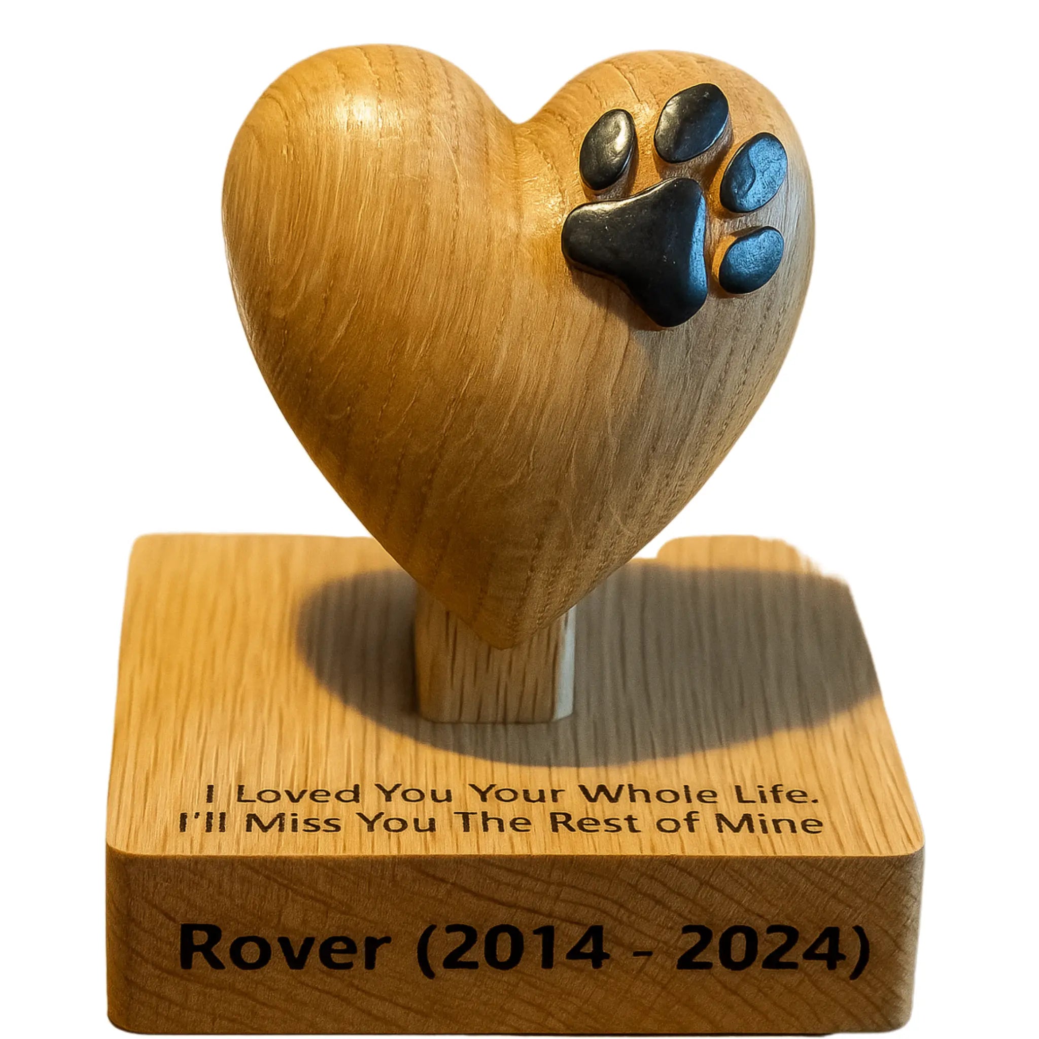 Handcrafted Wooden Heart and Pawprint Memorial
