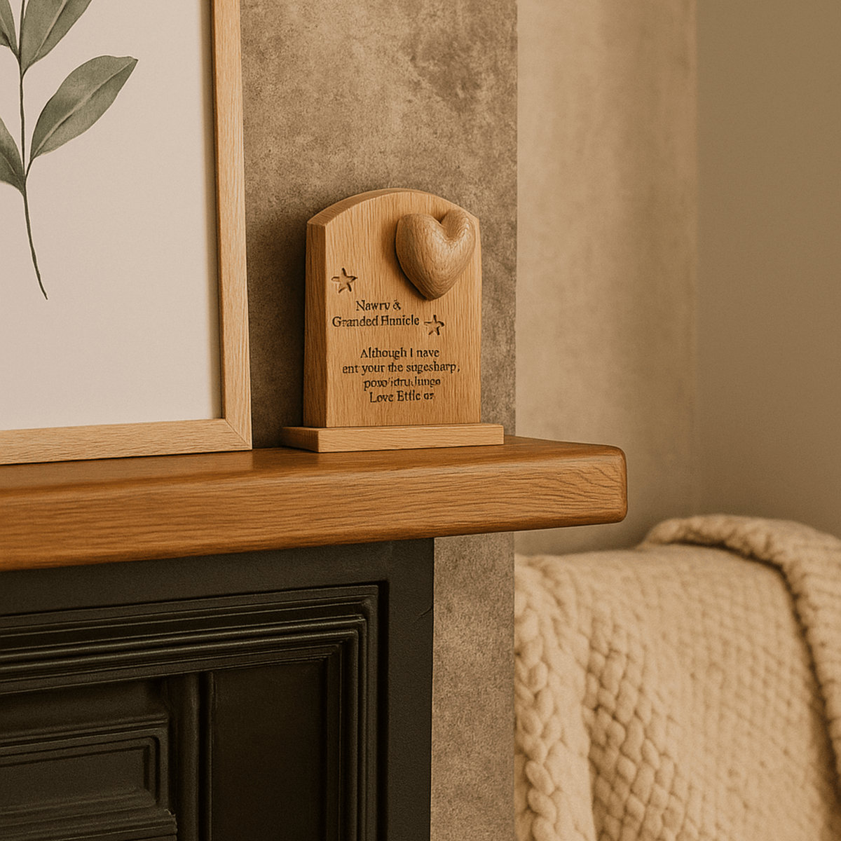 Natural Memorials Memorial Centrepiece Wooden Memorial with Heart - Indoor Keepsake Box Wooden Memorial with Heart - Indoor Keepsake Box