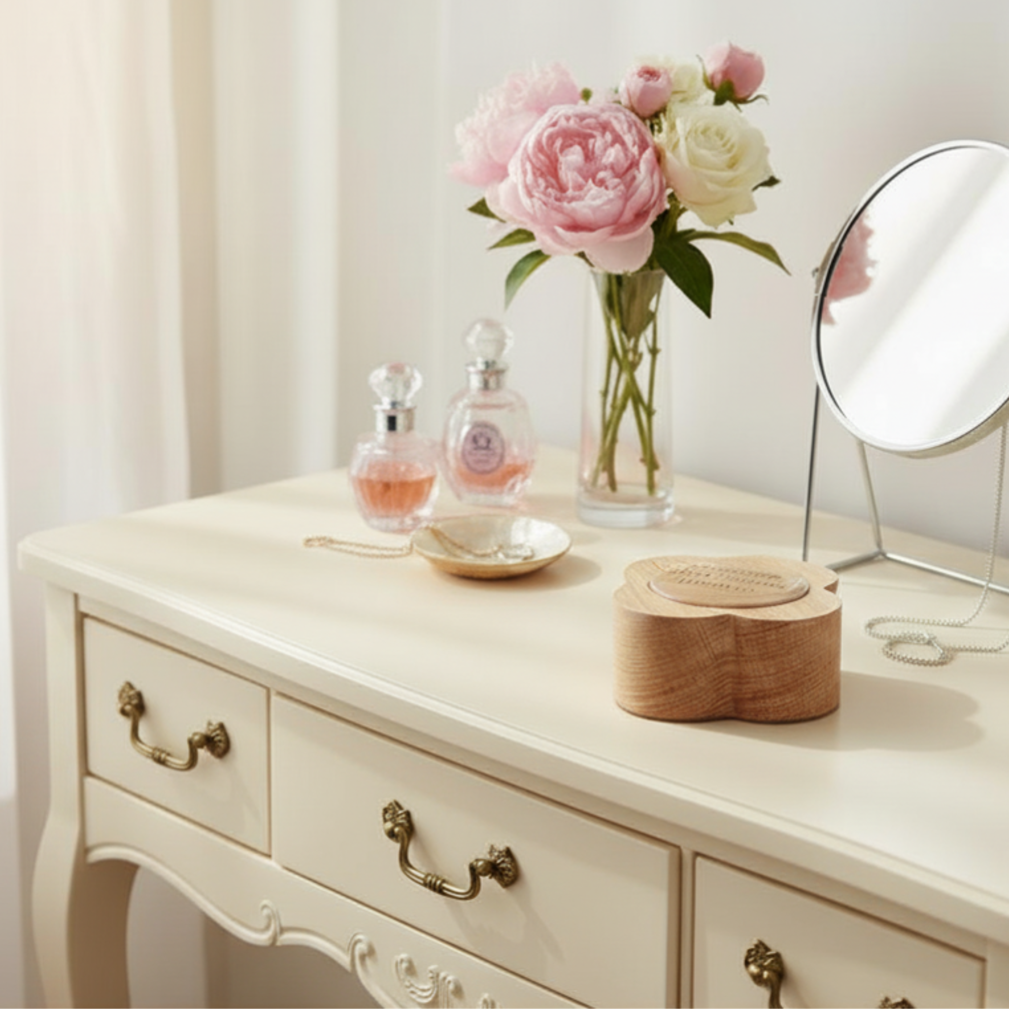 Flower Memorial Trinket Box – Handcrafted Wooden Keepsake