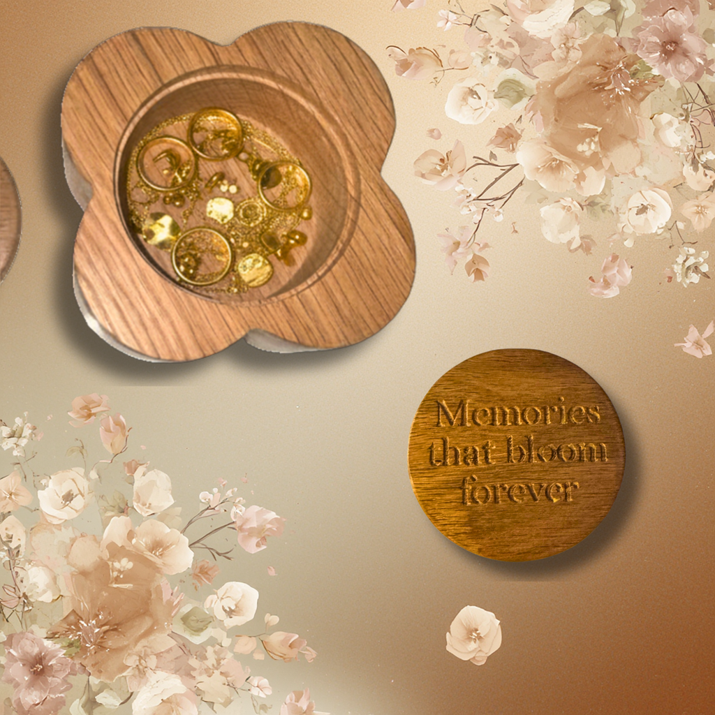 Flower Memorial Trinket Box – Handcrafted Wooden Keepsake