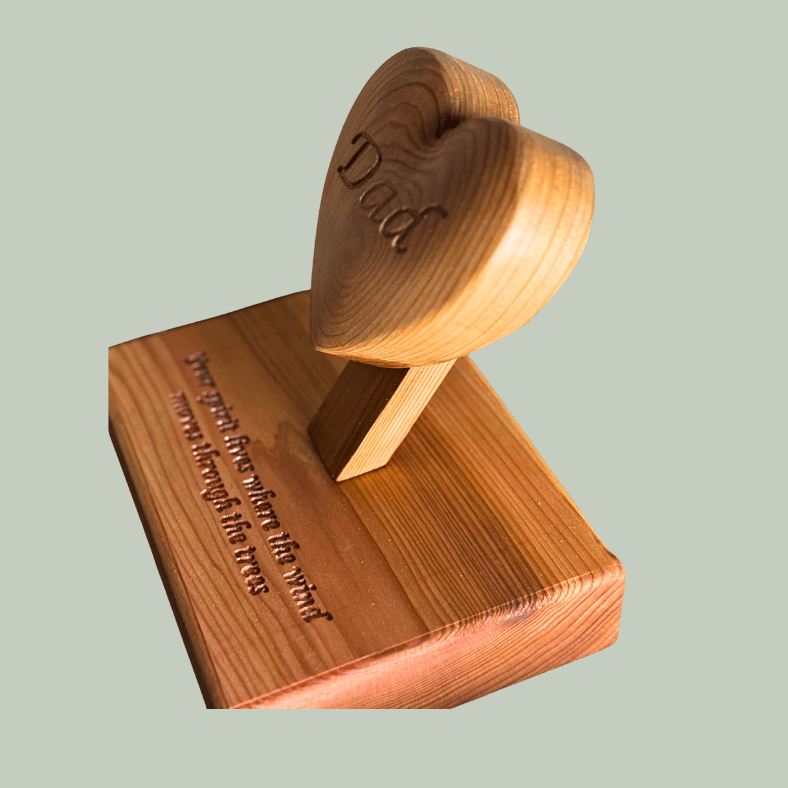 Personalised Dad Memorial | Wooden Heart Tribute - Natural Memorials