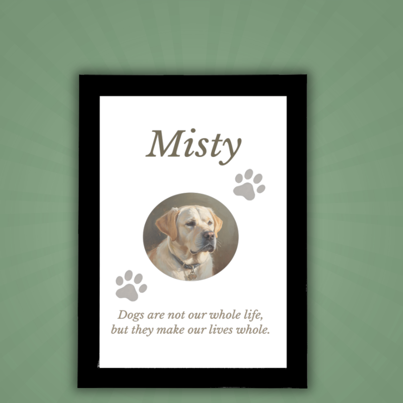 Personalised Dog Memorial Wall Art Print | Framed | Custom Pet Name & Quote