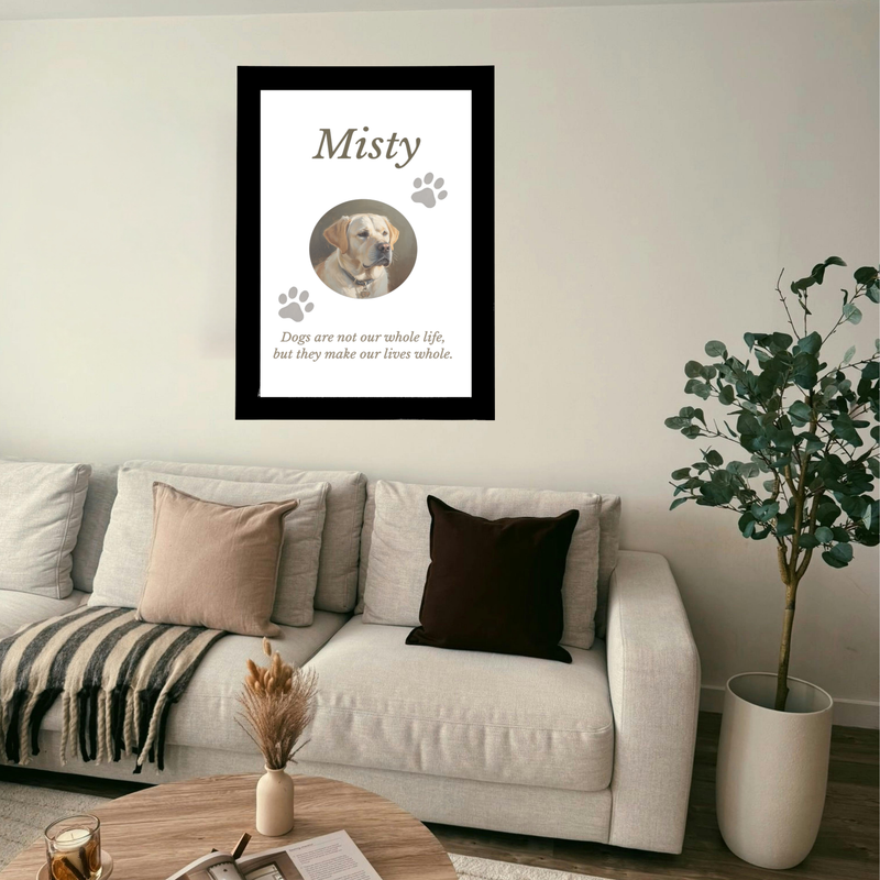 Personalised Dog Memorial Wall Art Print | Framed | Custom Pet Name & Quote