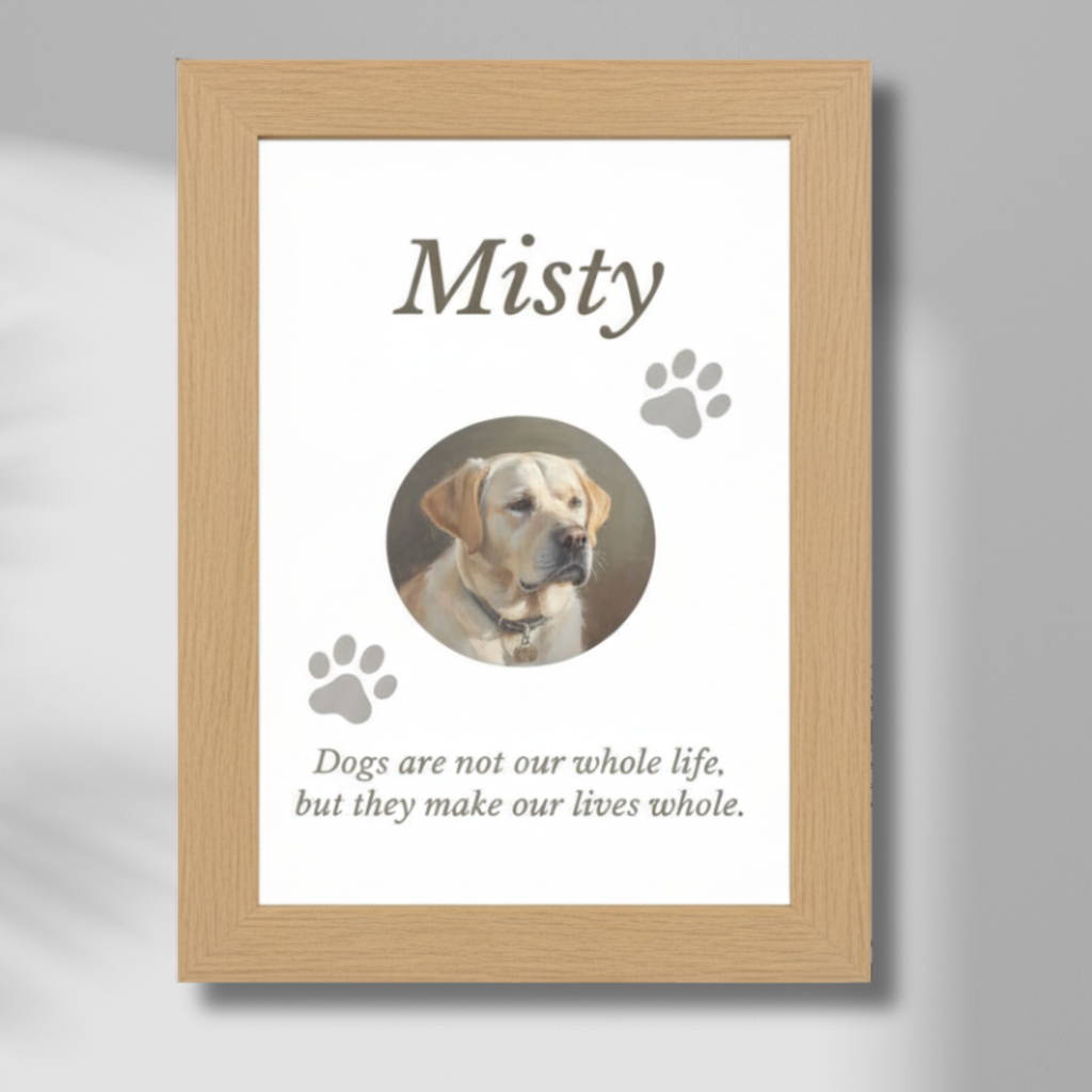 Personalised Dog Memorial Wall Art Print | Framed | Custom Pet Name & Quote