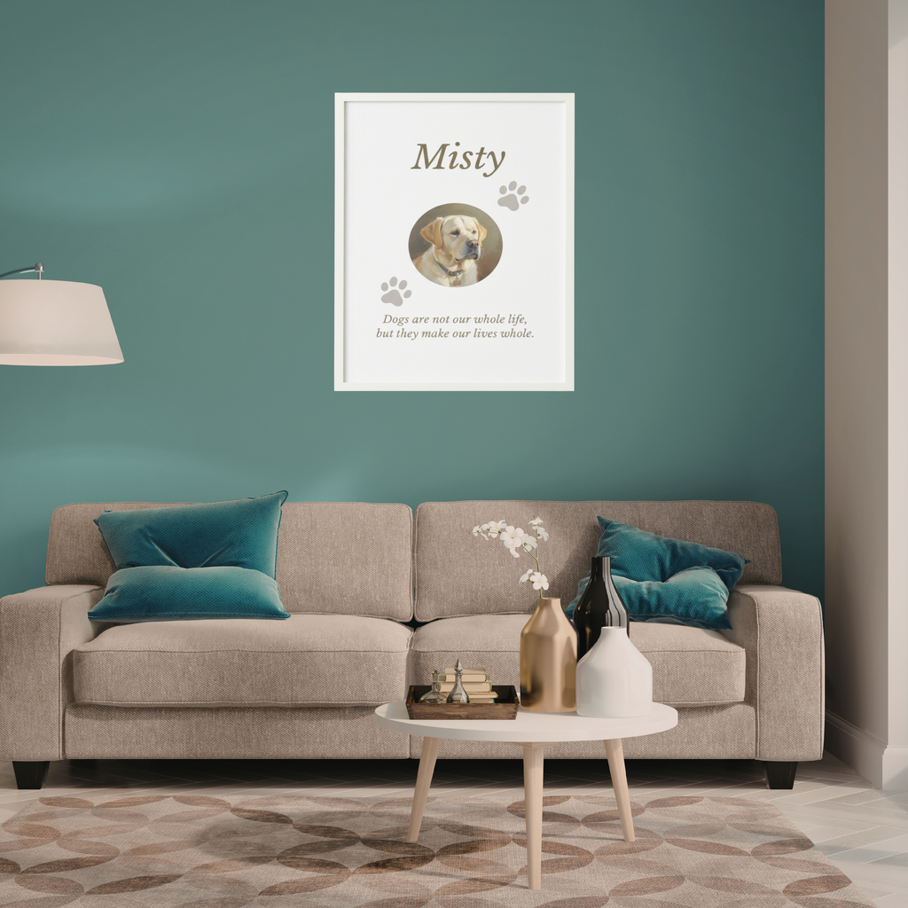 Personalised Dog Memorial Wall Art Print | Framed | Custom Pet Name & Quote